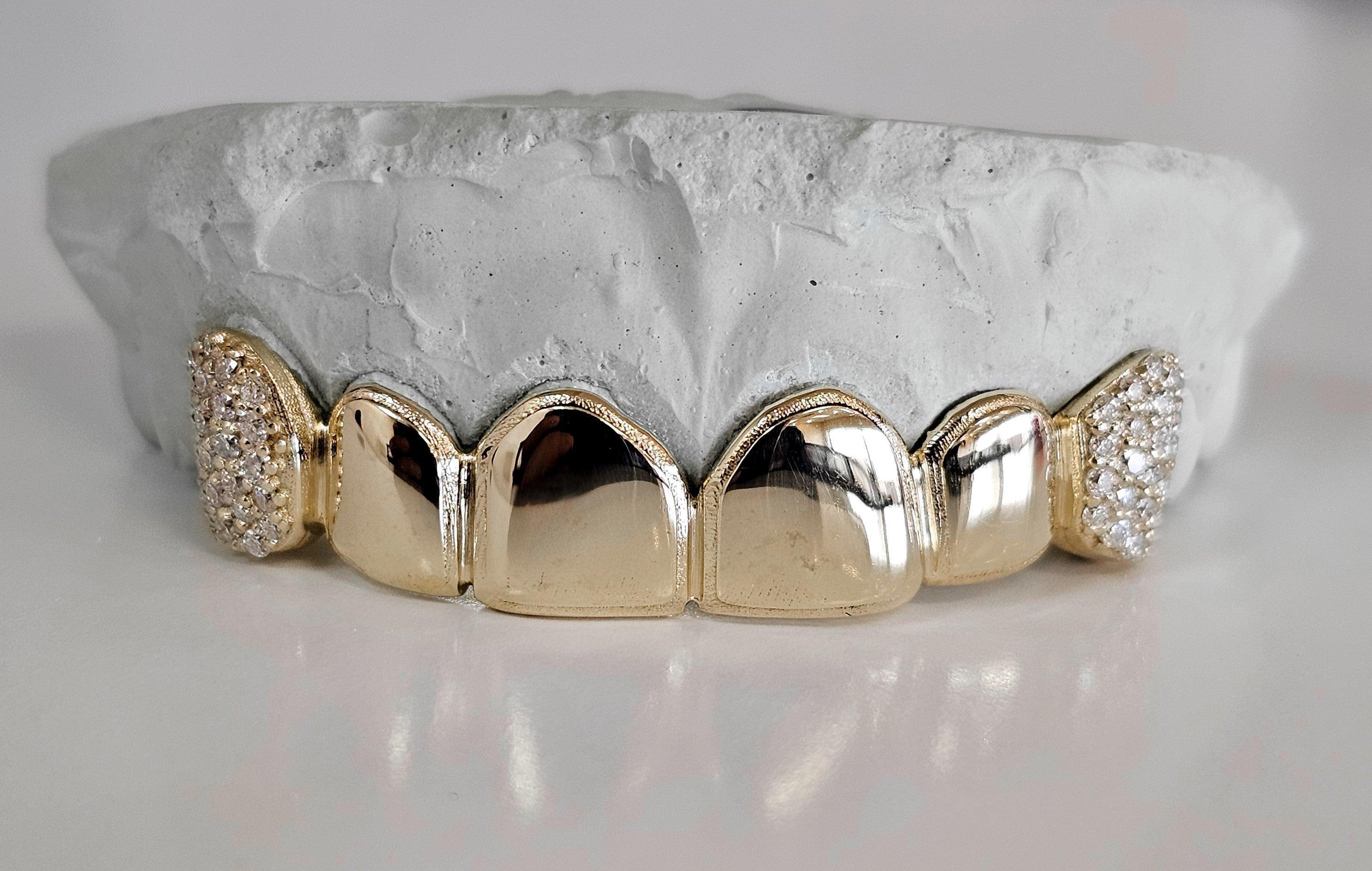 6Pack Grillz, 4 Solid Gold | 2 Iced out Fangs DQ1039