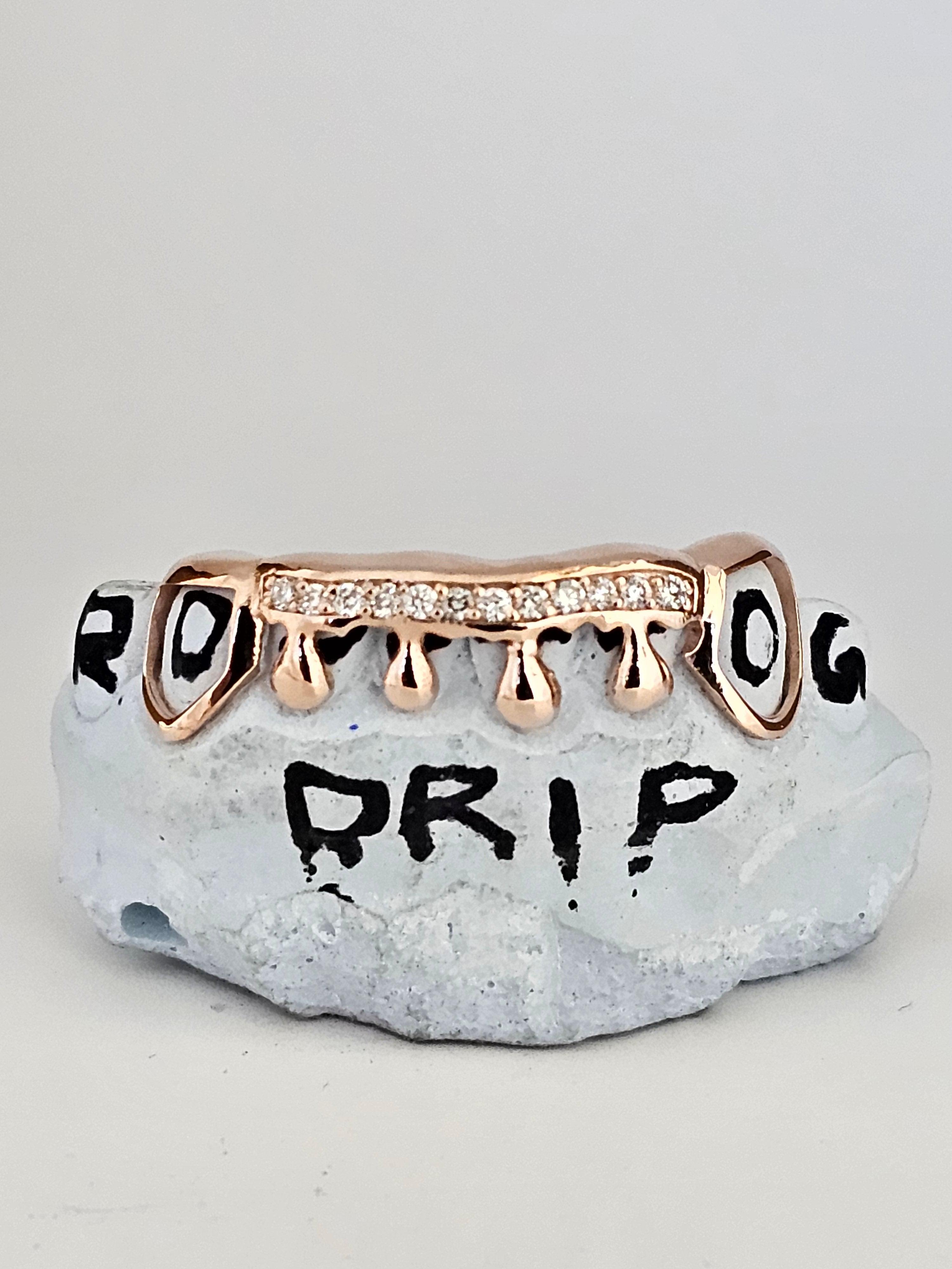 Top Dripping Gold, Iced Top Bar, Open Face Grillz