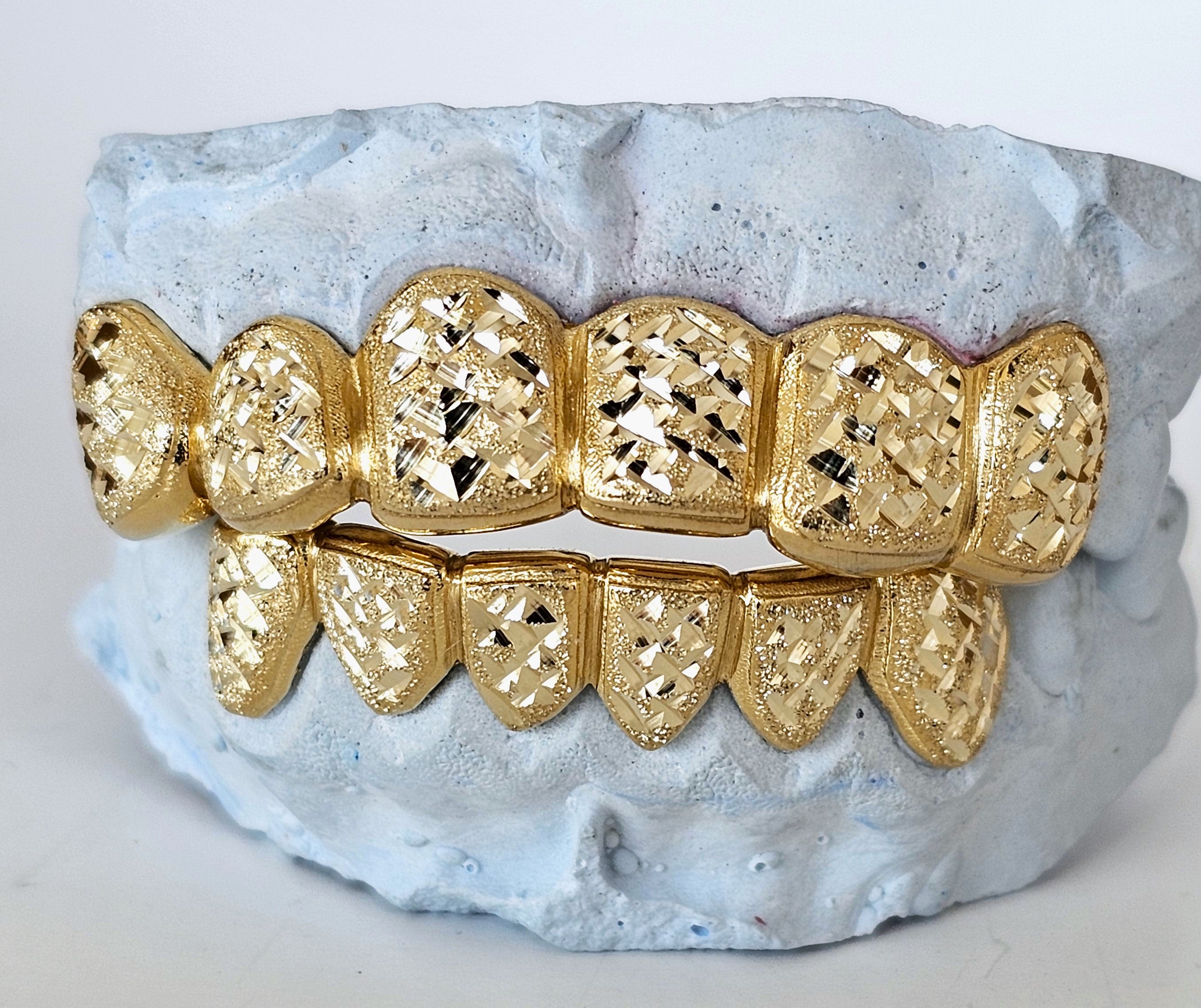Diamond Dust Diamond Cut Gold Grillz DQ1012