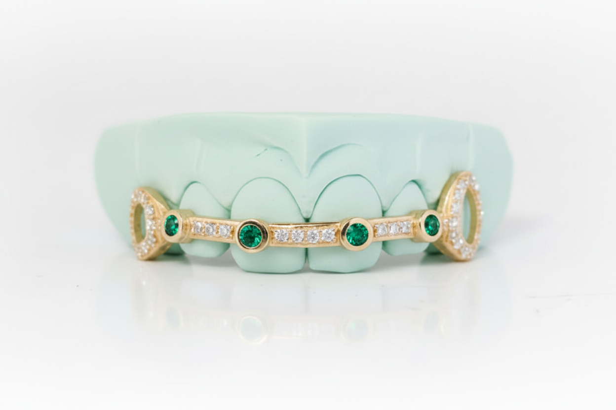 6 Top Teeth Iced Out Ruby Bar Grillz DQ1033