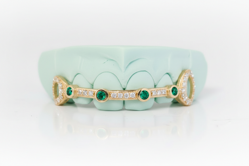 6 Top Teeth Iced Out Ruby Bar Grillz DQ1033