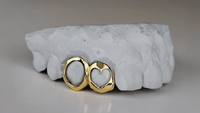 Open Face Heart Grillz Top 2 pc - Gold Teeth America