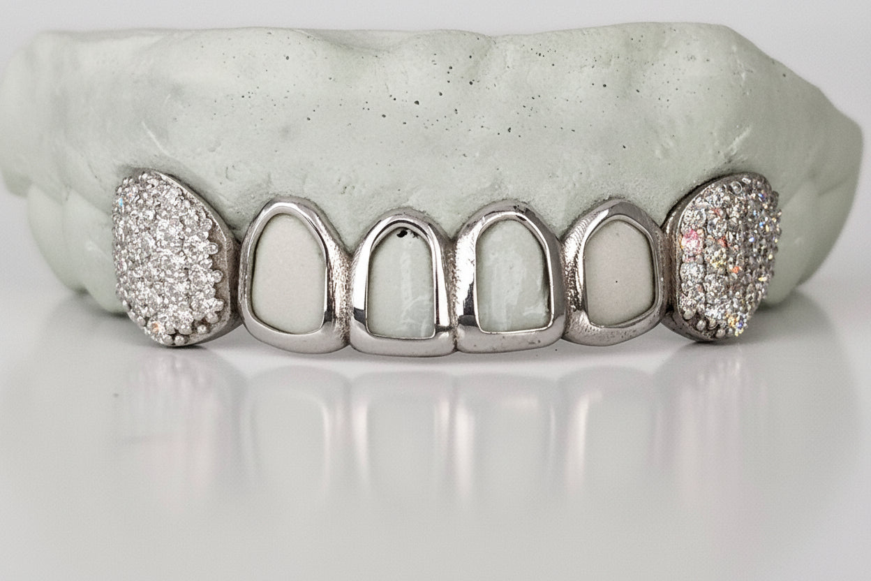 4 Solid | 2 Iced Moissanite | Stirling Silver DQ1046