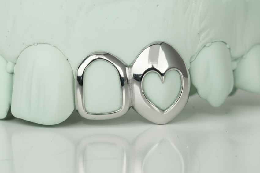 Open Face Heart Grillz Top 2 pc DQ1123