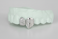 Silver Moissanite 4-Piece Grillz with Extended Fangs DQ1036