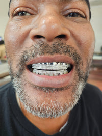 Silver Moissanite Double Bar Grillz DQ1052