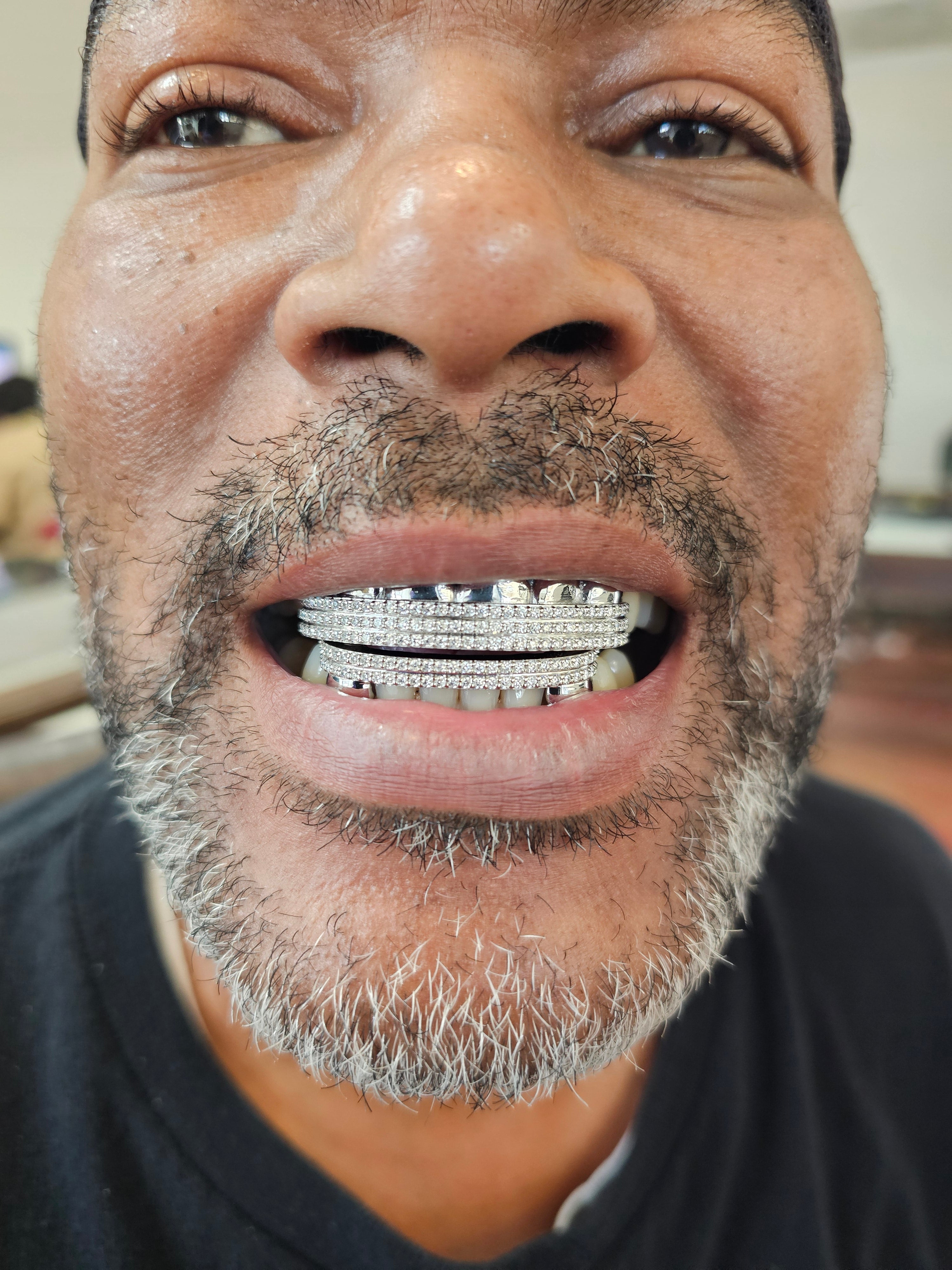 Silver Moissanite Double Bar Grillz DQ1052