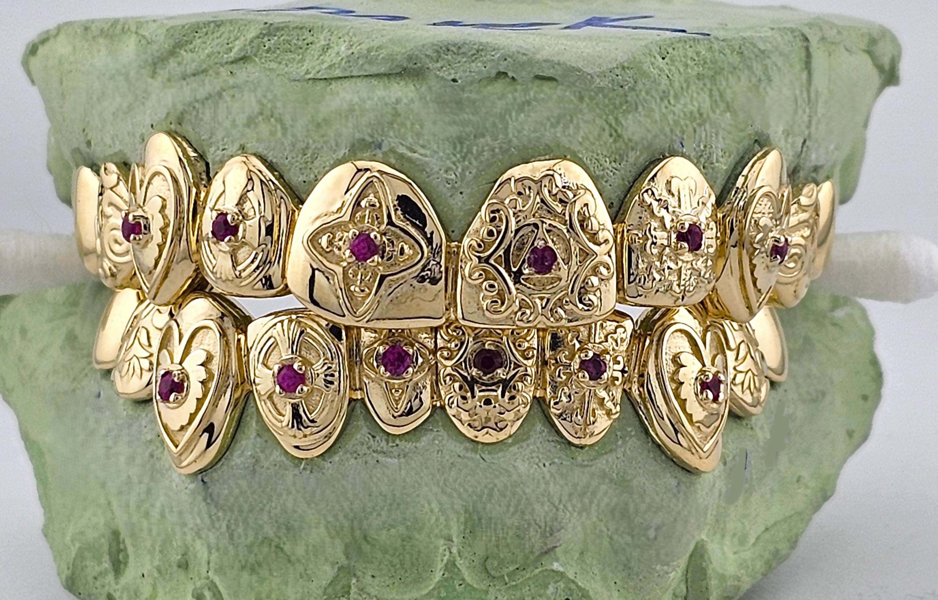 Gold Grillz With Custom Theme Design - DQ1060 Gem