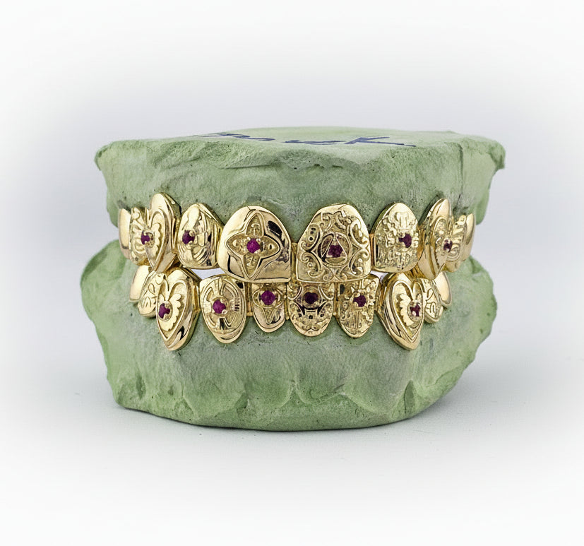 Gold Grillz With Custom Theme Design - DQ1060 Gem