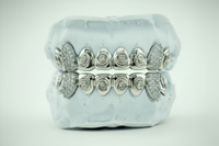 Rose Engraved Grillz w/ Moissanite Fangs