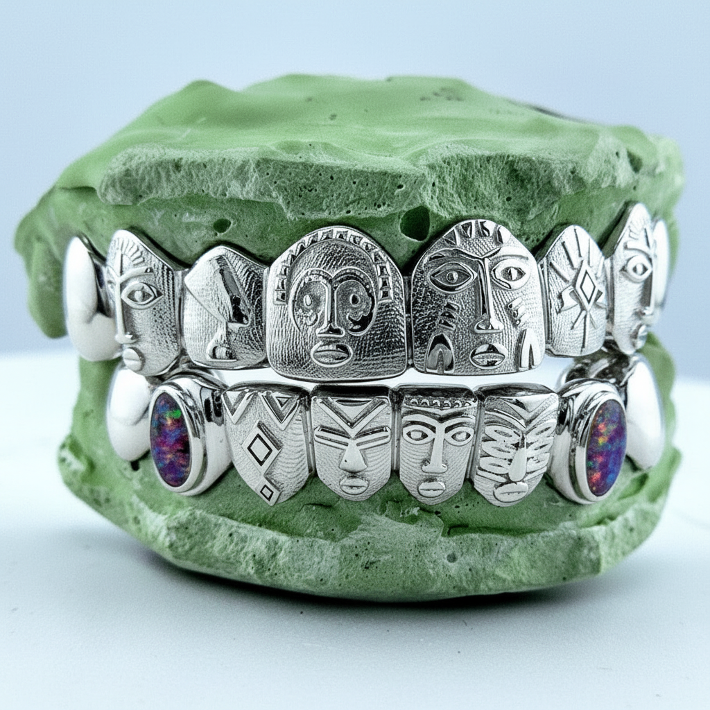 Gold Grillz With Custom Theme Design - DQ1060
