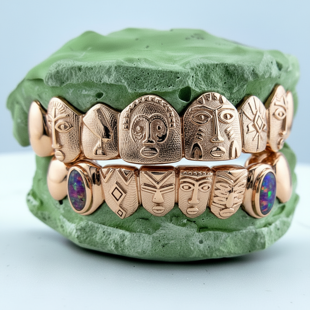Gold Grillz With Custom Theme Design - DQ1060
