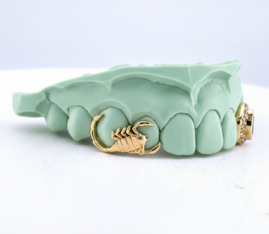 Scorpion (scorpio) Grillz Sitting On 2 Teeth