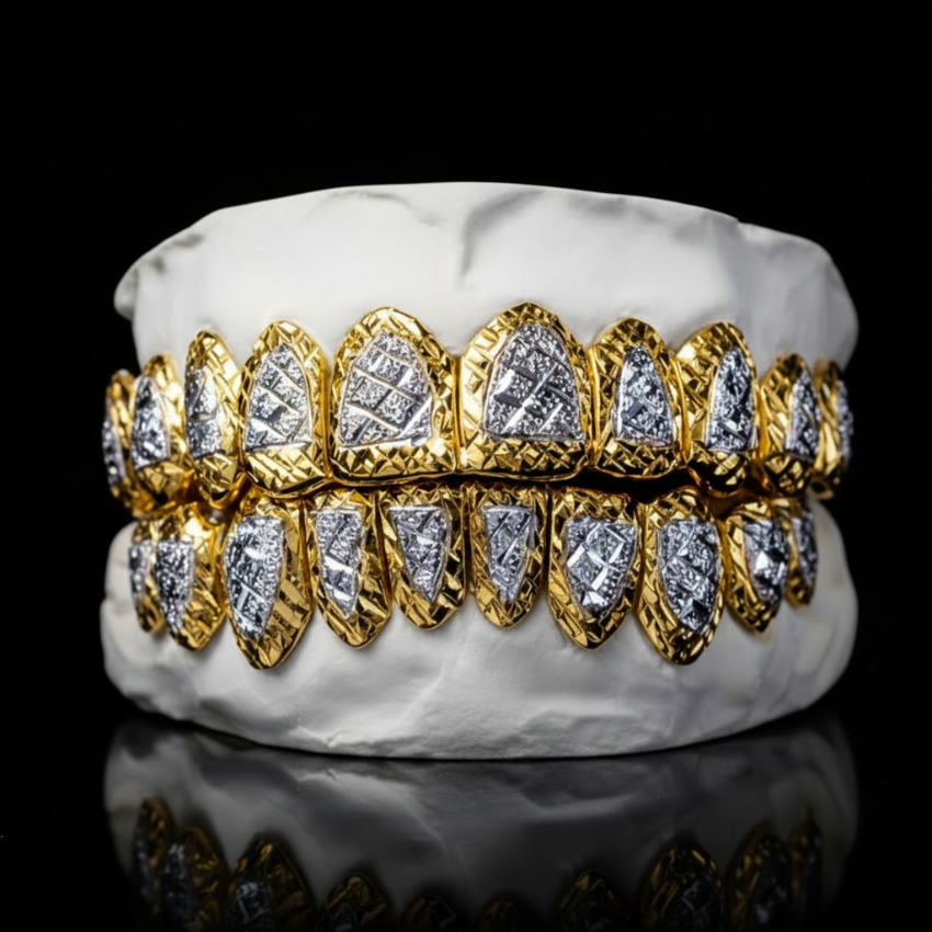 Open Face Diamond Cut Grillz -  DQ1014