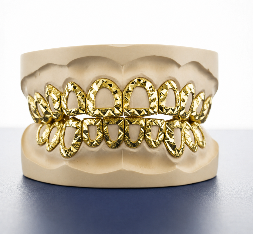 Open Face Diamond Cut Grillz -  DQ1014