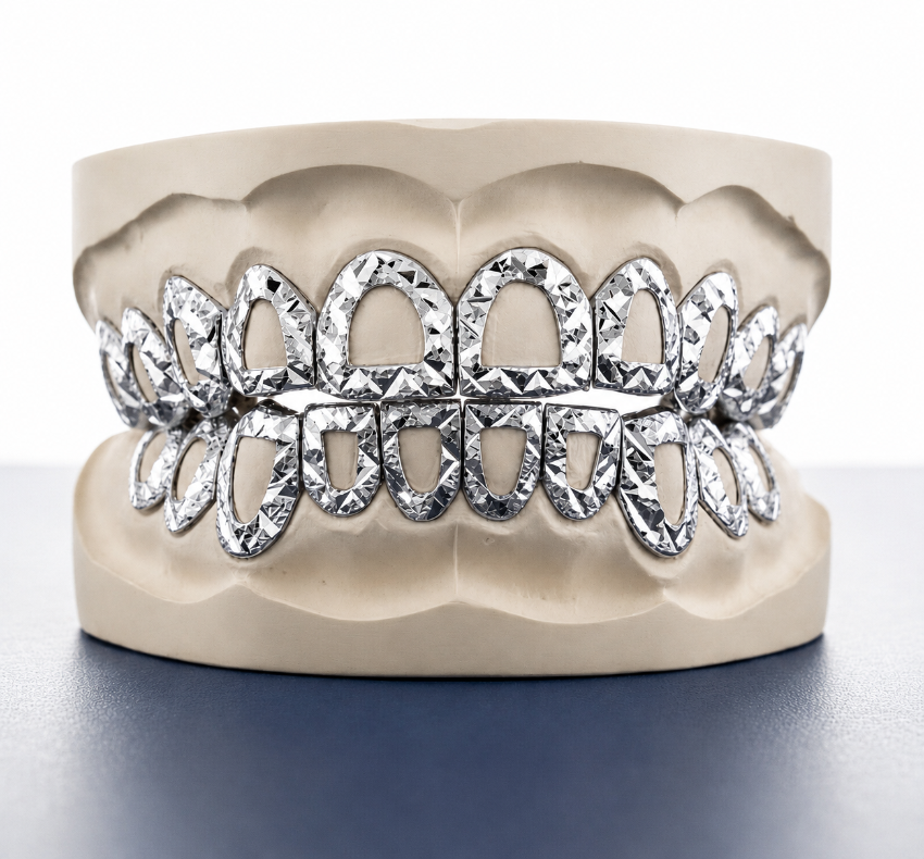 Open Face Diamond Cut Grillz -  DQ1014