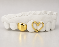 Gold Heart Cut-Out & Solid Cap Grillz DQ1029
