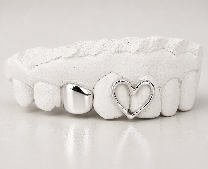 Gold Heart Cut-Out & Solid Cap Grillz DQ1029