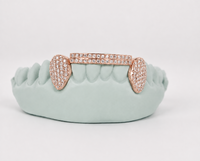 Silver Moissanite Double Bar Grillz DQ1052