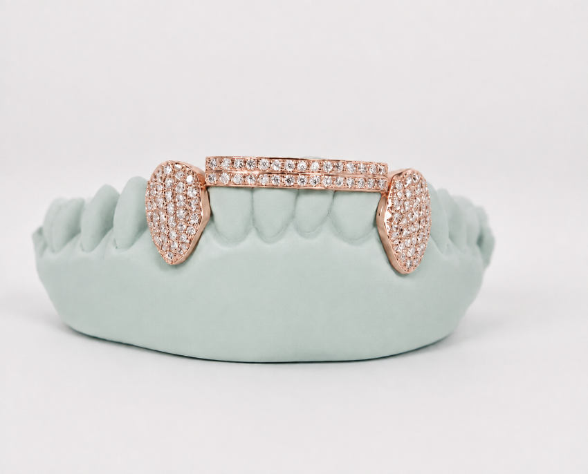 Silver Moissanite Double Bar Grillz DQ1052