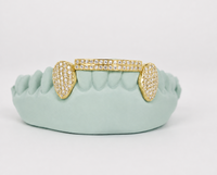 Silver Moissanite Double Bar Grillz DQ1052