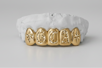 Gold Grillz with Diamond-Cut NAME DQ1037