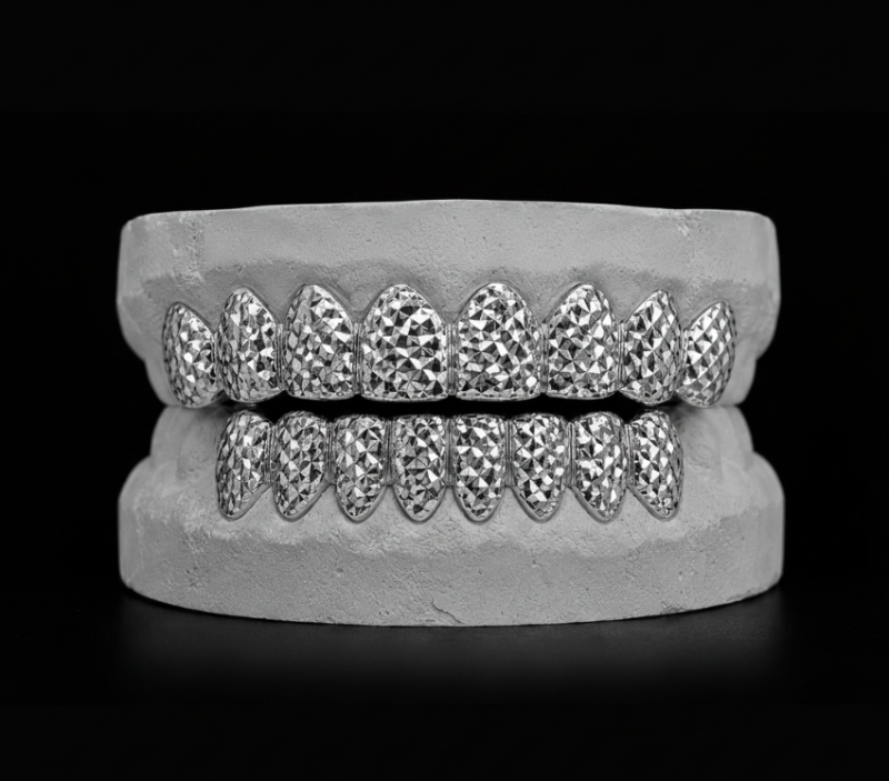 Sterling Silver Diamond Cut Grillz DQ1047