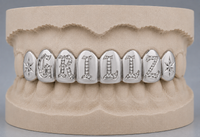 Gold Grillz with Diamond-Cut NAME DQ1037
