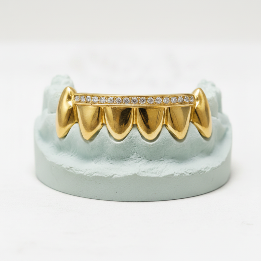 Diamond Rail Gold Grillz 6pc - DQ1020