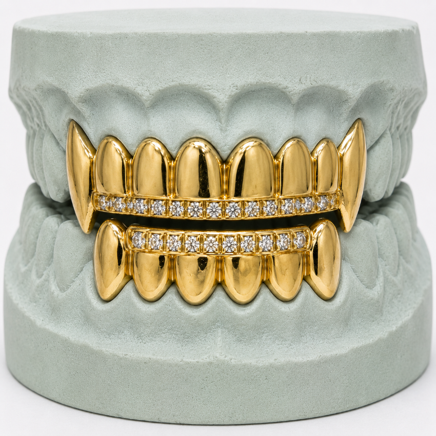 Diamond Rail Gold Grillz 6pc - DQ1020