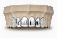 6Pack Grillz, 4 Solid Gold | 2 Iced out Fangs DQ1039