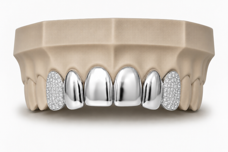 6Pack Grillz, 4 Solid | 2 Iced out Fangs DQ1039
