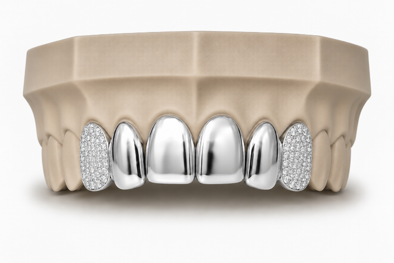 6Pack Grillz, 4 Solid | 2 Iced out Fangs DQ1039