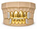 6Pack Grillz, 4 Solid Gold | 2 Iced out Fangs DQ1039