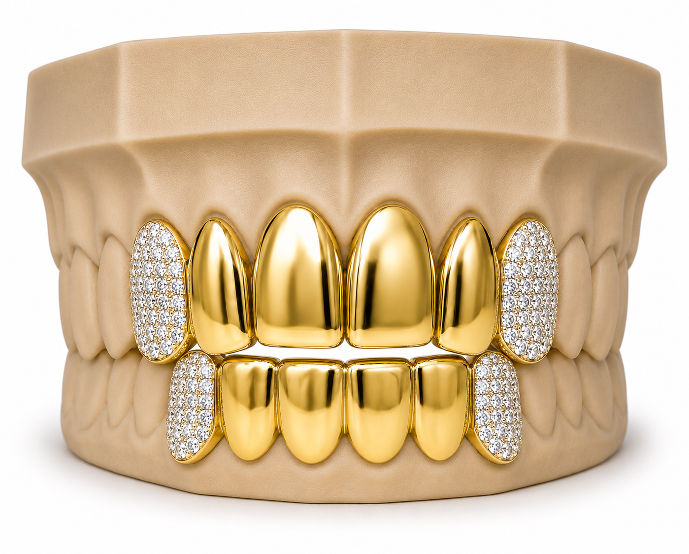 6Pack Grillz, 4 Solid Gold | 2 Iced out Fangs DQ1039