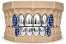 6Pack Grillz, 4 Solid Gold | 2 Iced out Fangs DQ1039