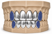 6Pack Grillz, 4 Solid Gold | 2 Iced out Fangs DQ1039
