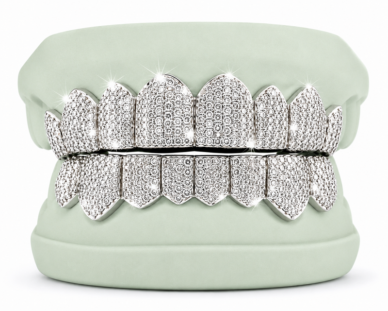 VVS Natural Diamond Honeycomb Set Grillz: Luxury for Your Smile DQ1043