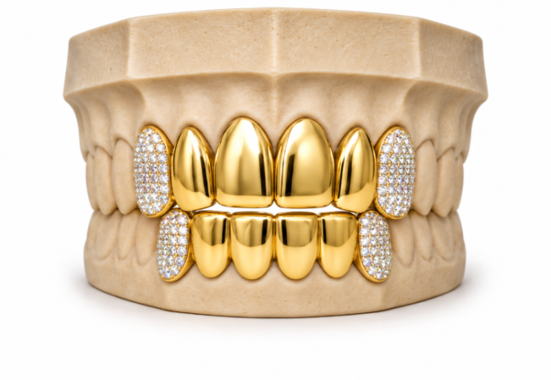 6Pack Grillz, 4 Solid | 2 Iced out Fangs DQ1039