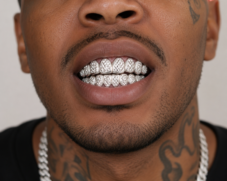 Sterling Silver Diamond Cut Grillz DQ1047