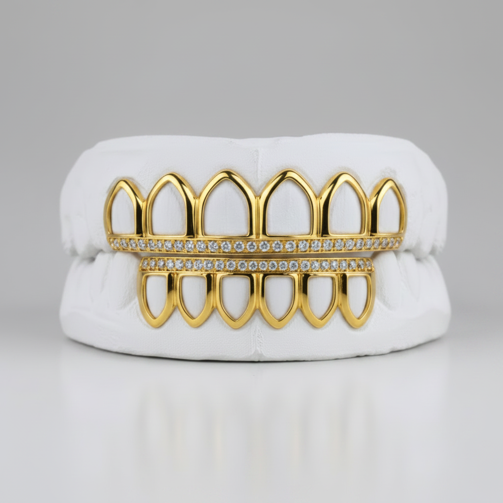 Top Bar Diamond Set Grillz - DQ1042