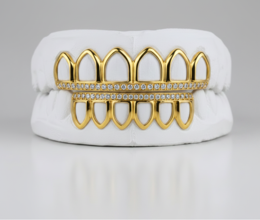 Top Bar Diamond Set Grillz - DQ1042