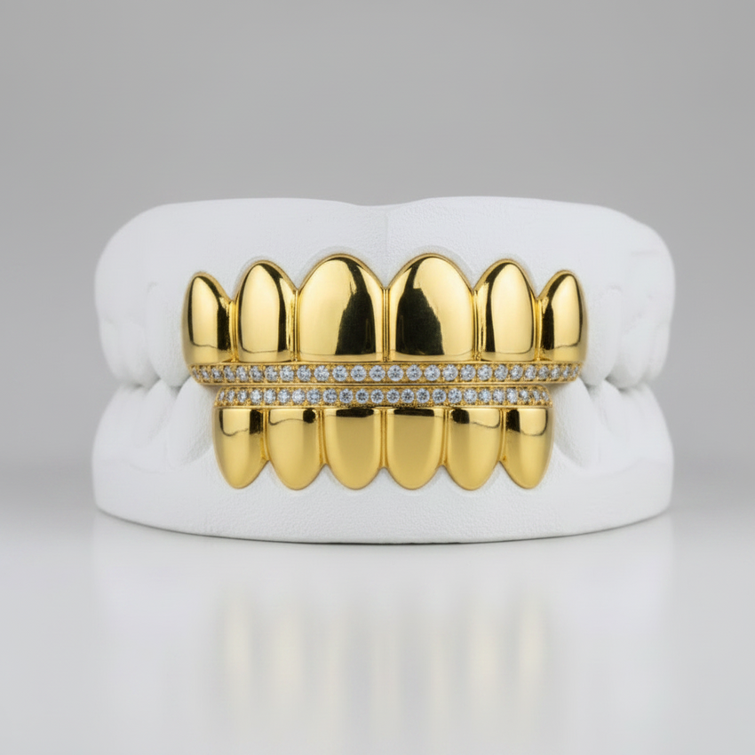 Top Bar Diamond Set Grillz - DQ1042
