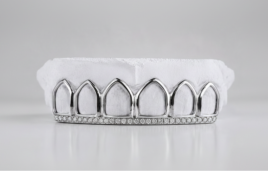 Top Bar Diamond Set Grillz - DQ1042