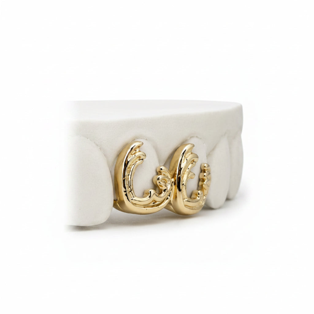 Victorian Scroll Custom Gold Grillz | Luxury Grillz by Gold Teeth