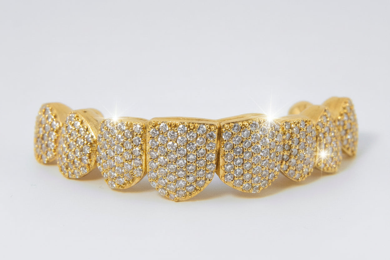 VVS Natural Diamond Honeycomb Set Grillz: Luxury for Your Smile DQ1043
