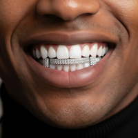 Silver Moissanite Double Bar Grillz DQ1052