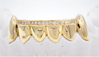 Top Diamond Row Gold Grillz 6pc - Gold Teeth America