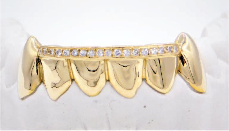 Top Diamond Row Gold Grillz 6pc