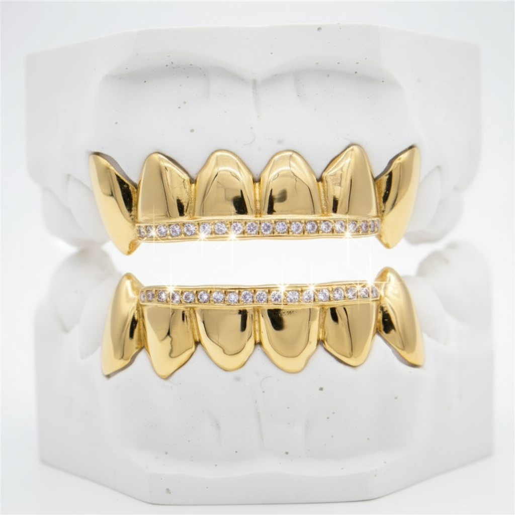 Diamond Rail Gold Grillz 6pc - DQ1020